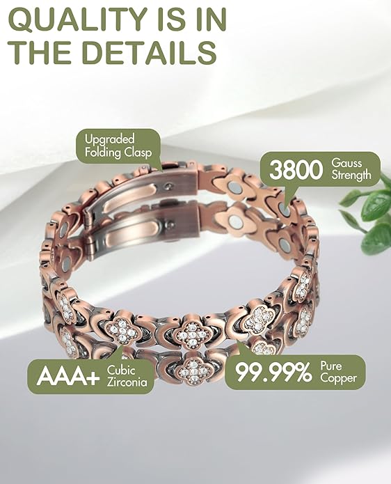 🔥SEAGRIL™ Copper Bracelets for Women — Pure Copper Magnetic Bracelet with 3800 Gauss Effective Magnets