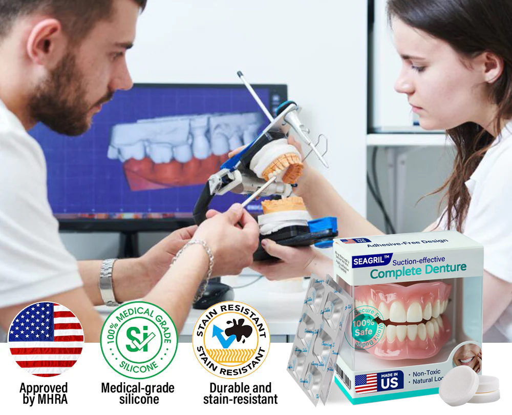 ✅ Made and Shipped from the US | Suction-fit Complete Denture🦷