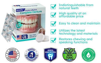 ✅ Made and Shipped from the US | Suction-fit Complete Denture🦷